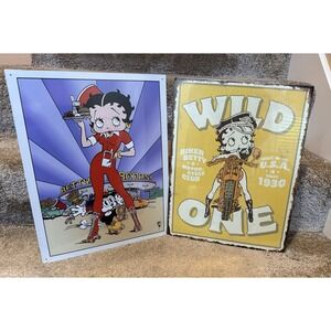Betty Boop‎ 1999 Car Hop Drive-In Diner  12" x 16" Tin Metal Sign Set Of 2